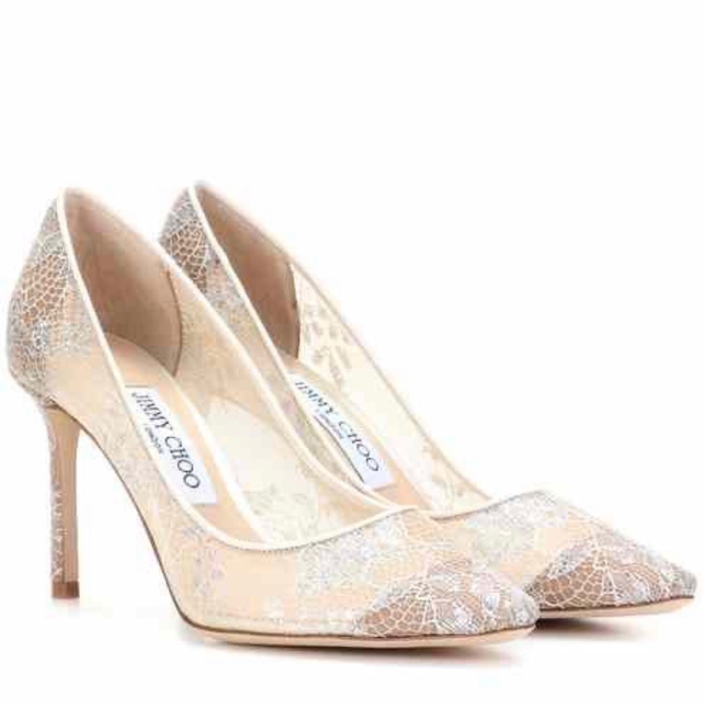 Jimmy Choo Romy 85 White Lace Pump